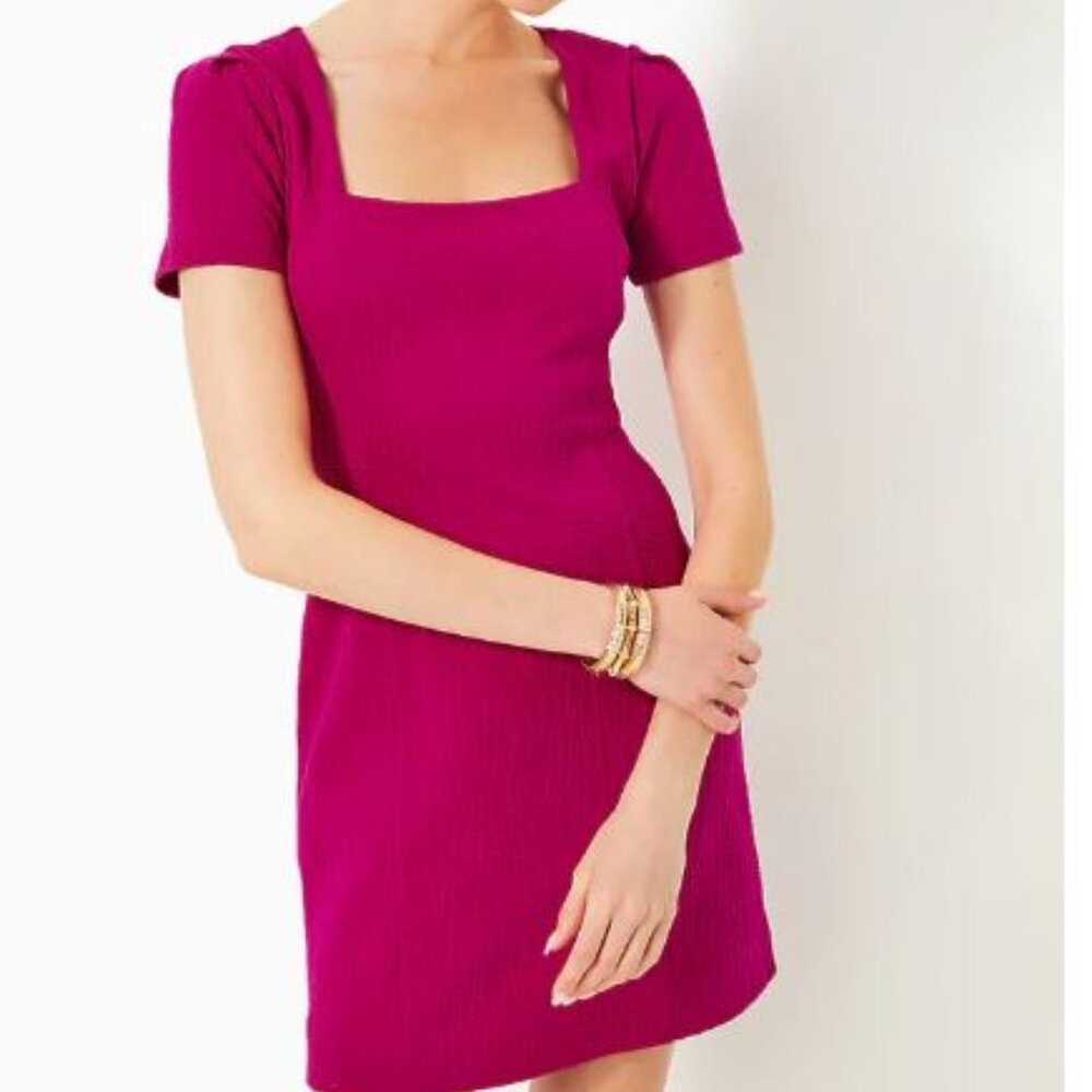NWOT $198 Lilly Pulitzer Brinley Stretch Shift Dress Mystique Pink Jacquard sz S